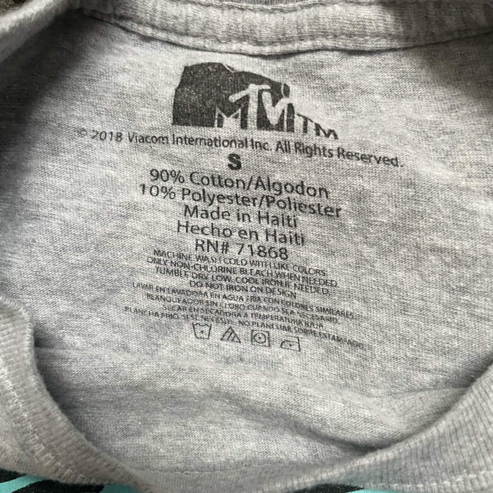 MTV Gray Graphic T-Shirt with Pink and Blue Design, small, unisex, NEW - Picture 4 of 5